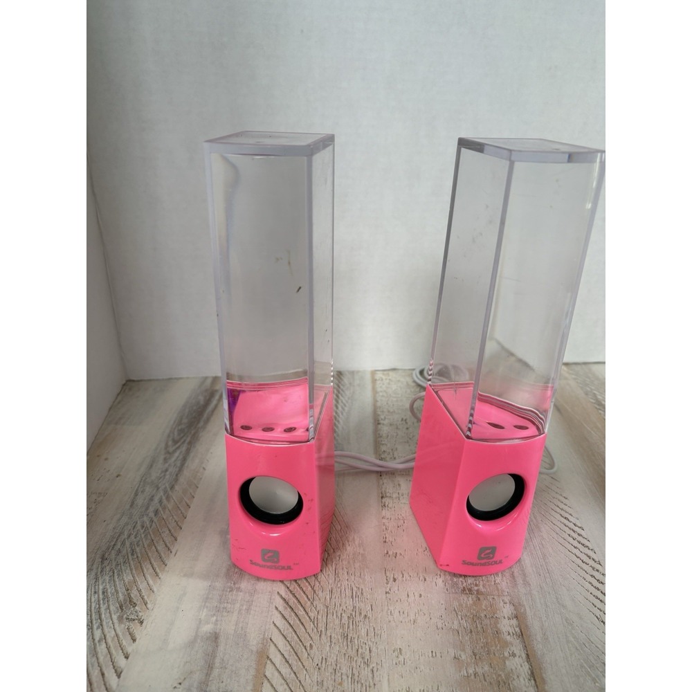 SoundSOUL LED Dancing Water Speakers Pink Portable Desk Stereo Bluetooth USB